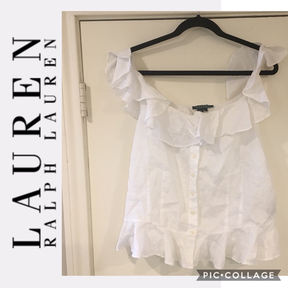 Ralph Lauren button down off the shoulder top - 14